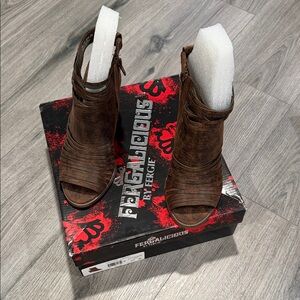 Fergalicious Dark Brown Strappy Heeled Boots